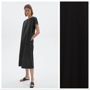 NWOT Massimo Dutti Black Poplin Midi Dress Size L.
